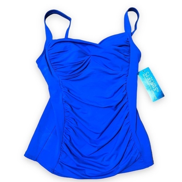 Soft Surroundings by Sunsets NWT Go To Tummy Control Royal Blue Tankini Top S - Picture 3 of 9